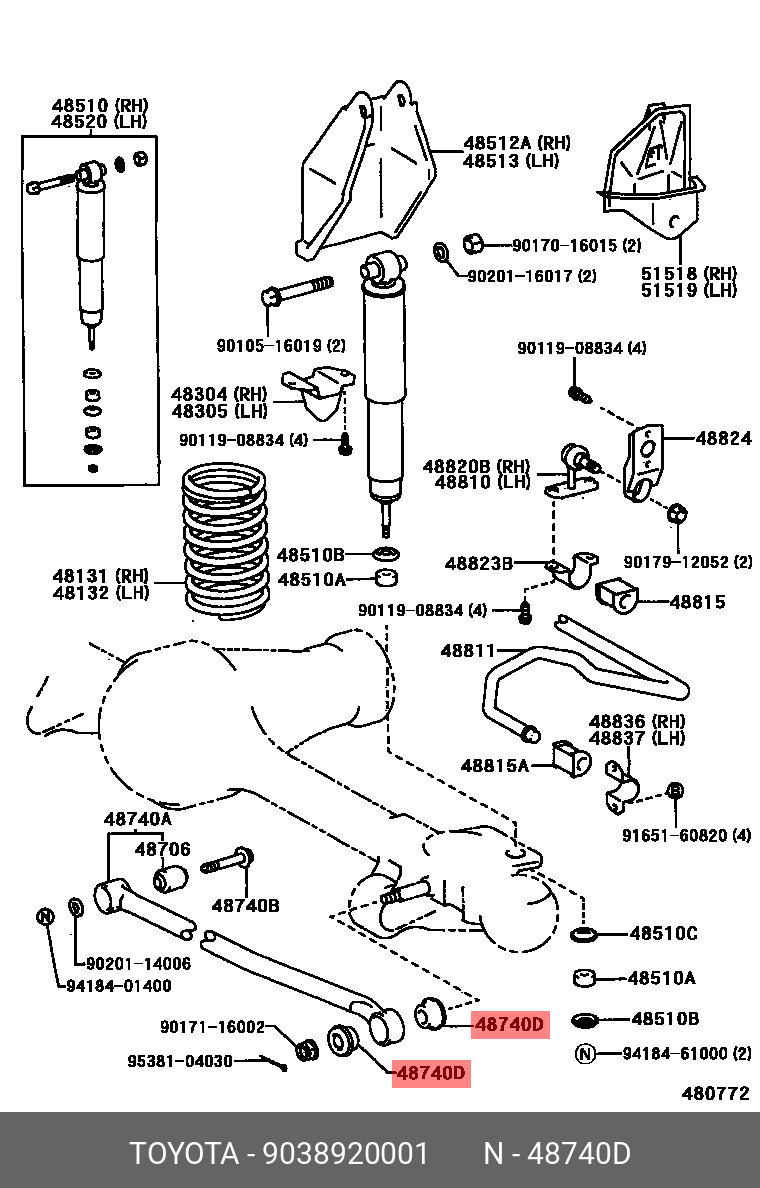 GENUINE TOYOTA BUSH FOR FRONT LATERAL CONTROL ROD 90389-20001
